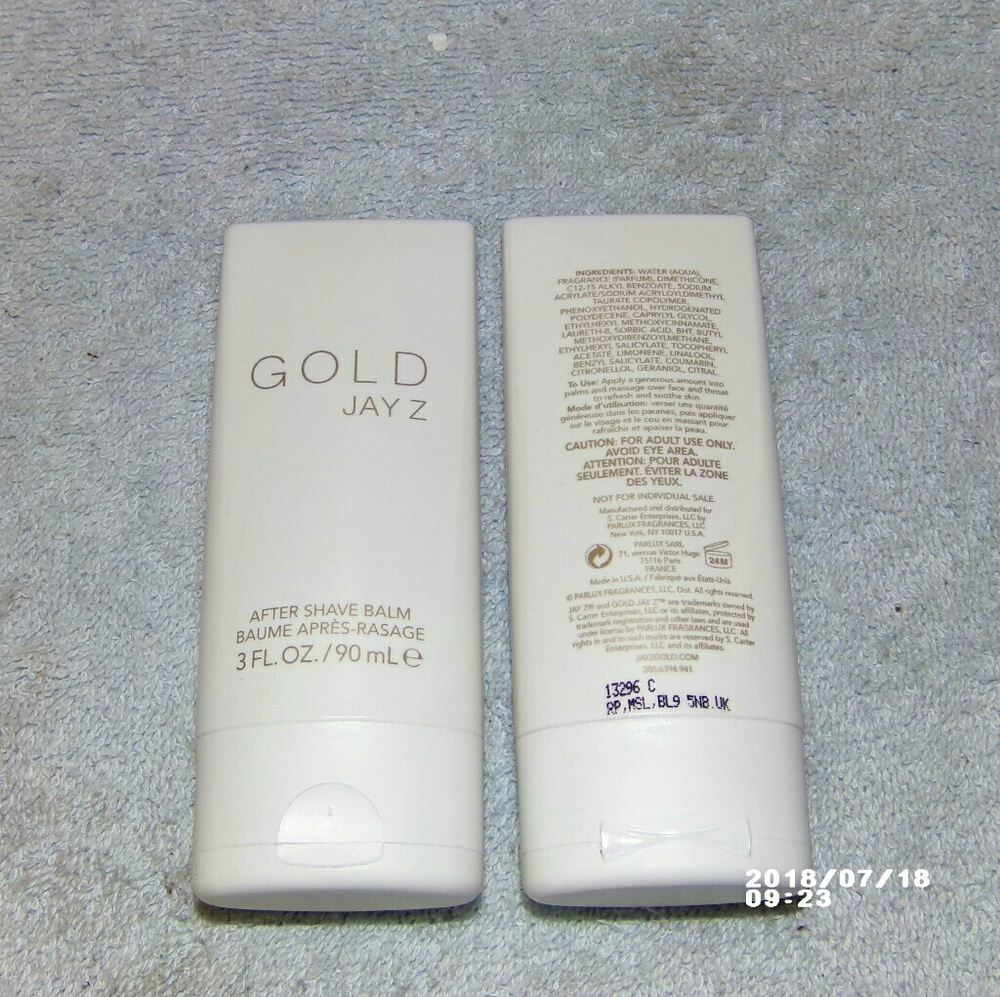 Gold Jay Z aftershave lotion 2 bottles